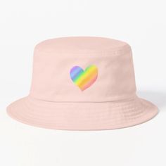 Joy with radiant rainbow.Fun colors bring freshness to life. Cute Multicolor Bucket Hat With Curved Brim, Multicolor Short Brim Bucket Hat, Rainbow Bucket Hat, Fun Multicolor Bucket Hat, Multicolor Bucket Hat With Upf 50+ Curved Brim, Rainbow Heart