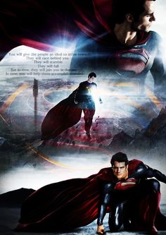 the poster for man of steel starring superman and his companion, who appears to be in front of him