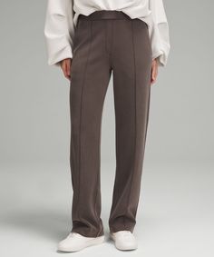 Tailored Look, Lounge Feel. These Peach-Fuzz Soft, Trouser-Inspired Pants Bring Pajama-Level Comfort To Work Days And Travel Days. Designed For Casual. Slim Fit Skims Your Body:falls Straight Down From Hip To Hem:29.5" Inseam Is Intended To Skim The Floor For Heights Of 55"-58". Hand Pockets With Hidden Card Sleeve. Faux Fly And Back Welt Pockets. Continuous Drawcord. Pull-On Waistband Is Flat On The Inside For A Smooth, Distraction-Free Feel Next To Skin. | Softstreme Pintuck Mid-Rise Pant Regu Lululemon Softstreme, Blush Pants, Peach Pants, Japan Outfits, Lululemon Pants, Peach Fuzz, Short Coat Jackets, Card Sleeve, Business Casual Outfits