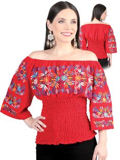 DESCRIPCION: Women's 3/4 Sleeve Floral Embroidered Handmade Blouse Tipo: Blusa Artesanal Estilo: Manga 3/4 Bordada de Flores Material: 100% Algodon Corrida USA: S/M, L/XL, 2XL, 3XL Hecho en Mexico Nota: Cada pieza es elaborada unica, los colores y bordados en los diseños pueden variar Summer Festival Blouse With 3/4 Sleeves, Casual 3/4 Sleeve Tops For Festival, Bohemian Tops With 3/4 Sleeve And Floral Embroidery, Bohemian Top With Floral Embroidery And Half Sleeves, Summer Embroidered Tops With 3/4 Sleeves, Summer Tops With Floral Embroidery And 3/4 Sleeve, Traditional Embroidered Half Sleeve Tops, Summer Floral Embroidery 3/4 Sleeve Tops, Multicolor Embroidered Tops With 3/4 Sleeve