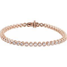 ~ New For The 2021/22 Holiday Season ~ 7 Inch Solid Polished 14K Gold Tennis Bracelet Embellished With 51 Stunning Round Bezel Set Lab-Grown Diamonds ~ A Dazzling Tennis Bracelet With 3.5 Carats Lab-Grown Diamonds In A Round Bezel Setting ~`Size: 7 Inches x 3.5 mm ~ This Is A Modern Classic Perfect For Brides, Evening Wear Or That Can Be Worn Every Day With Anything. ~ Choose From : Yellow Gold White Gold Rose Gold ~ Sustainable ~ The Metal Is 100% Recycled ~ The Diamonds Are Conflict Free ~ Dia Rose Gold Bezel-set Bracelet, Formal Round Bracelets With Bezel Setting, Formal Bracelet With Bezel Setting And Round Cut, Formal Round Cut Bracelet With Bezel Setting, Formal Bracelet With Bezel Setting, Formal Stackable Rose Gold Tennis Bracelet, Formal Stackable Tennis Bracelet, Formal Stackable Round Diamond Bracelet, Rose Gold Wedding Bracelet With Bezel Setting