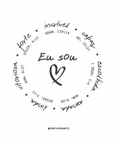 the word eu sou written in different languages on a white background with black ink