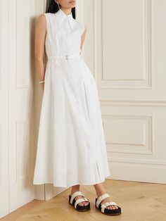 GABRIELA HEARST Durand belted pleated linen dress | NET-A-PORTER Timeless White Spring Dresses, Elegant A-line Linen Dress For Daywear, Elegant Linen Day Dress, Elegant Midi Linen Dress For Daywear, Elegant Linen Dress For Casual Wear, Elegant Summer Linen Dress For Casual Wear, Elegant Casual Linen Dress, Elegant Summer Linen Dress For Casual Occasions, Elegant Summer Linen Dress For Dress Down Occasions