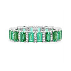 Rings 6 / White Gold 14K & 18K Gold Emerald and Diamond Eternity Band Emerald Eternity Band, Bezel Set Earrings, Signature Bracelet, Diamond Stacks, Bridal Diamond Jewellery, Diamond Eternity Band, Bridal Bands, Diamond Charm, Rose Yellow