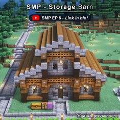 an image of a small house in the middle of a field with text that reads smp - storage barn