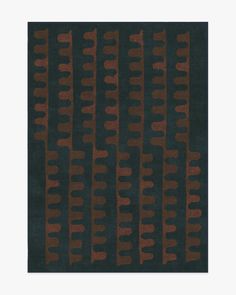 a black rug with brown and red stripes on it's sides, in the shape of wavy lines