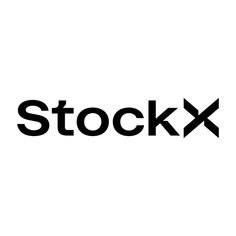 a black and white logo with the word stockx on it's left side