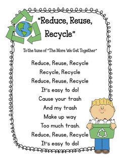 a poster with the words reduce, reuse, and recycle