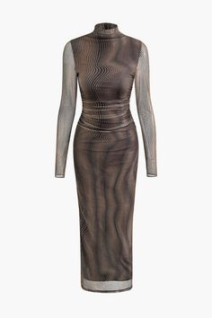 Sheer Dress Outfit, Abstract Dresses, Outerwear Trends, Sheer Clothing, Abstract Dress, Half Skirt, Sleeve Maxi Dress, Mesh Long Sleeve, Long Sleeve Maxi