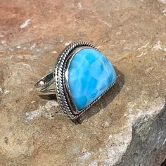 Larimar Sterling Silver Ring Black Agate Ring, Ornate Ring, Garnet Ring Silver, Sterling Silver Garnet Ring, Mystic Topaz Ring, Silver Flower Ring, Faceted Ring, Carnelian Ring, Living Essentials