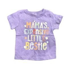 Rabbit Skins Baby 'Mama's Expensive Little Bestie' In Purple, Size 18m Graphic Print New Without Tags. In Excellent Condition. Original Price $20.00. Spring Letter Print T-shirt For Playtime, Playful Soft-washed Tops For Playtime, Cotton Tops With Letter Print For Playtime, Playful Letter Print Tops For Playtime, Cute Top With Name Print For First Birthday, Cute Tops With Name Print For First Birthday, Playful Short Sleeve Top For First Birthday, Spring Tops With Letter Print For Playtime, Cute Letter Print Top For First Birthday