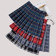 Plaid High Waist Casual Pleated Skirt Step out in style with our elegant Plaid High Waist Casual Pleated Skirt. Made with a high waist design and classic plaid pattern, this skirt will flatter your figure and add a touch of sophistication to any outfit. Perfect for any occasion, this skirt is a must-have for your wardrobe. Size Info. S: Length 37 cm. Waist 66 cm. Hip 86 cm. for Weight Range (42.5-47.5) kg M: Length 38 cm. Waist 70 cm. Hip 90 cm. for Weight Range (47.5-52.5) kg L: Length 38 cm. W Plaid Skirts Pleated 2x, Cheap Plaid Skort For School, Cheap Plaid Mini Skirt For School, Cheap Retro Pleated Mini Skirt, Drawing Plaid Skirt, Tartan Skirts Short, Plaid Pleated Skirt Short, Plaid Skirt Elastic Waist, Plaid Pleated Skirt Midi