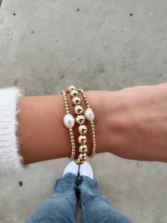 14k Gold Filled Baroque Pearl Bracelet – Mac & Ry Jewelry Pearl Bracelet Stack, Pearl Bracelets, Freshwater Pearl Bracelet, Pretty Bracelets, Bracelets For Women, Extra Room, Stylish Jewelry, Bracelet Stack, Baroque Pearls