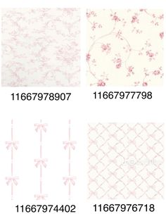 four different types of wallpapers with bows and ribbons on the bottom, one in pink