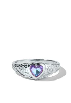 Crystal Mermaid, Mermaid Ring, Purple Rings, Silver Heart Ring, Iridescent Crystal, 2023 Vision, Heart Crystal, Moonstone Crystal, Affordable Jewelry