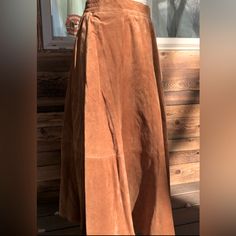 You Guys! This Skirt Was Purchased By My Mom In The 1980's And Still Has The Tags! It's A Beautiful, Beautiful Cognac-Colored Genuine Suede Midi Skirt. It Has Pockets! Some Stretch In The Waist, Button And Zipper Closure In The Back. It's A Classic A-Line Skirt In A Size 12, But Since It’s Vintage It Runs Small, Closer To An 8. Please See Photos For Measurements And Further Details As They Are Part Of The Description. Ask Questions! Reasonable Offers Accepted. Suede Midi Skirt, Midi Skirt With Pockets, Leather Midi Skirt, Beautiful Beautiful, Skirt With Pockets, Tan Suede, Women Skirts Midi, A Line Skirt, My Mom