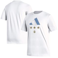 The wait is over. The Argentina National Team is back on top for the first time since 1986. Celebrate this momentous occasion with this 2022 Winners T-Shirt from adidas. The bold Argentina National Team graphics will give you bragging rights over the rest of the world for the next four years. 3d Shirt, Champion Shirt, Star Shirt, White Adidas, Henley Shirts, Tshirts Online, Shirt Online