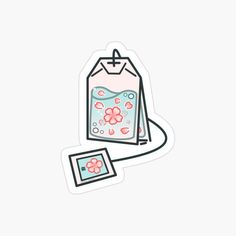 an image of a bag with flowers on it next to a small square sticker