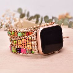 Product Type: Unique Wrap Bracelet Watch Strap Natural Stone Vegan Smartwatch Band For iWatch7/6/5/4/3/2/1/SE Material: jasper, hematite Making Technics: Full Handmade Size: 3 strap lengths available Product condition:  100% New and Exquisite Quality Custom Service: Accept, please contact us for details before you place order. Thanks. Multicolor Rectangular Apple Watch Band With Bracelet Strap, Adjustable Multicolor Bracelet Strap Apple Watch Band, Adjustable Multicolor Apple Watch Band Fashion Accessory, Adjustable Multicolor Apple Watch Band, Trendy Beaded Gold Apple Watch Band, Trendy Gold Beaded Apple Watch Band, Trendy Gold Beaded Watch Bands, Adjustable Multicolor Bracelet Strap Watch Accessories, Trendy Multicolor Apple Watch Band As Gift