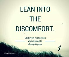 a bird flying in the sky with a quote on it that reads lean into the discomfort