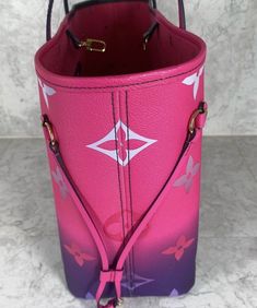 Luxury Pink Coated Canvas Bag, Luxury Pink Coated Canvas Shoulder Bag, Designer Pink Coated Canvas Bag, Pink Designer Coated Canvas Shoulder Bag, Designer Pink Coated Canvas Shoulder Bag, Pastel Handbags, Louis Vuitton Neverfull Mm, Neverfull Mm, Fuchsia Color