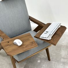 a chair with a computer mouse and keyboard on it