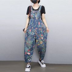 SPECIFICATIONS     Style: Streetwear Season: Spring/Summer Material: COTTON Decoration: Printing Fabric Type: Denim Pattern Type: Print Pattern: Wide leg pants Thickness: Standard Waist Type: high Item Type: JUMPSUITS Pant Length(cm): Ankle-Length Pants Gender: WOMEN Fabric content: 81% (inclusive) - 90% (inclusive) Type: JUMPSUITS Fit Type: LOOSE Pattern Wide Leg Pants, Full-length Cotton Denim Jumpsuit With Pockets, Loose Wide Leg Pants, Denim Pattern, Cotton Decorations, Jumpsuit Fitted, Printing Fabric, Denim Patterns, Floral Denim