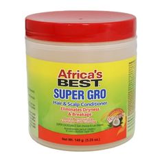 Our Maximum Strength Super Gro pomade boasts all of the healthy benefits of our deeppenetrating Super Gros Coconut Oil and special blend of African extracts, with the added bonus of Olive Oil and Ginseng. This extra strength formulas conditions, moisturizes, and enhances your hair and scalp by preventing dryness, flaking and breakage. Size: 525. Hair Grease For Natural Hair, African Herbs, Hair Repair Treatments, Grease Hairstyles, Natural Conditioner, Scalp Conditions, Healthy Benefits, Diy Hair Care, Oil Moisturizer