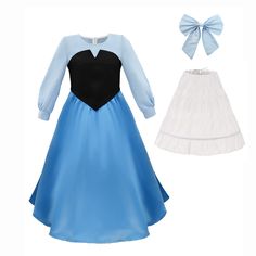 PRICES MAY VARY. This princess long dress include-One blue Meimaid costume, one Hairbow and one white Bustle . There are 4 sizes cover full range of the Ariel dress.Girl-100(Height:37-41Inch),Girl-110(Height:41-47Inch）,Girl-120(Height:47-51Inch)Girl-130(Height:51-55Inch) Great for Mermaid theme party,Birthday party,Halloween dress up,Photo shooting,Daily casual,Cosplay etc Washing for princess costume-it is recommended that it be hand washed or spot cleaned. It can be free return and exchangeif Mermaid Princess Dress, Ariel Halloween Costume, Tiffany Costume, Ariel Costume, Little Mermaid Dresses, Ariel Costumes, Official Disney Princesses, Disney Princess Costumes, Disney Dress Up