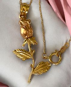 BEAUTIFUL Vintage Large 14K Multi-Tone Gold Rosebud Charm Pendant 18" Necklace! Beautiful Vintage necklace crafted in solid 14k gold! * Rose pendant is multi toned and measures just under 1.5" long with bale. * Comes on a 18" 14k yellow gold chain with spring ring clasp. * Weighs 3.4 grams Ships FAST and FREE, fully insured and gift boxed :) I guarantee item to be exactly as described and pictured. 14k Gold Rose-colored Jewelry With Rose Design, 14k Gold Rose Jewelry With Rose Design, 14k Rose Gold Jewelry With Rose Design, Fine Jewelry In Rose 14k Gold, 14k Yellow Gold Jewelry With Rose Design, 14k Yellow Gold Rose Design Jewelry, Rose 14k Gold Fine Jewelry, Gold Rose Pendant Jewelry, Gold Jewelry With Rose Details In Flower Pendant Shape