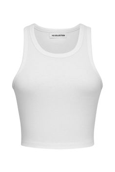 A super comfortable, cotton tank with wide ringer neckband and banded armholes. This top is perfect for everyday wear, indoors or out. High Crew Neck Tank Tapered Fit Cotton Straight Hem Available in Colors: White, Black, Beige, Pink, and Blue Cute White Tops, Mode Zara, White Crop Top Tank, Looks Chic, Sleeveless Crop Top, Teenage Fashion Outfits, White Crop Top, Dream Clothes, White Tops