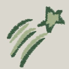 an abstract drawing of green leaves flying in the sky