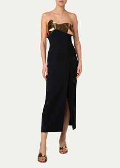 Akris Wool Cocktail Dress with Wave Leather Bust - Bergdorf Goodman Leather Detailing, Evening Flats, Cocktail Jacket, Velvet Gown, Elements Of Style, Dress Home, Maxi Dress Evening, Blazer With Jeans, Lingerie Sleepwear