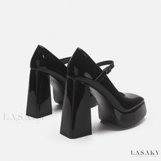 Lasaky - Buckle High Heel Shoes with Chunky Heels, Waterproof Platform, Thick Sole, and Mary Jane Style - Perfect for Bridesmaids and Formal Events Party Mary Janes With Block Heel, Party Block Heels With Reinforced Heel And Round Toe, Mary Jane High Heel Block Heels For Party, Party Mary Janes With Platform And Pointed Toe, High Heel Patent Leather Mary Janes For Party, Patent Leather High Heel Mary Janes For Party, Black Platform Mary Janes For Party, Party Mary Janes With Platform And Ankle Strap, Party Patent Leather Closed Toe Mary Janes