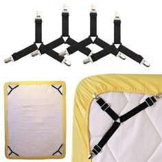 four baby safety straps attached to the back of a crib and two mattresses