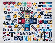 a cross stitch pattern with numbers, symbols and other things to make it look like they are