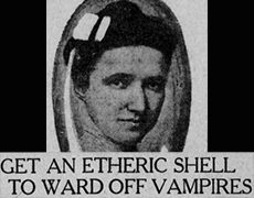 an advertisement for the electric shell to ward off vampires, which is featured in this newspaper