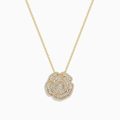 Effy D'oro 14K Yellow Gold Diamond Flower Pendant 1.03 TCW Diamond Flower Pendant, Effy Jewelry, Yellow Stone, Diamond Flower, Flower Pendant, Gold Yellow, Gold Diamond, Gold Metal, Yellow Gold