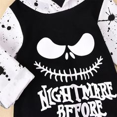 Nightmare Before Nap Time :) Material: CottonSeason: Autumn & Spring Gender: UnisexSize: Fits true to size, take your normal size Long Sleeve Cotton Onesie For Halloween, Black Long Sleeve Halloween Onesie, Long Sleeve Onesie For Halloween Costume Party, Hooded Onesie For Halloween Costume Party, Halloween Long Sleeve Onesie For Costume Party, Halloween Costume Party Long Sleeve Onesie, Black Cotton Halloween Onesie, White Onesie Halloween Costume, Themed Long Sleeve Halloween Costume