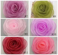 four different colors of tulle flowers