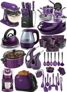 an image of purple kitchen appliances on the app store's facebook page with caption that reads, this would make my ideal kitchen