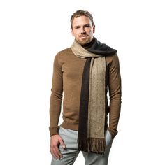 Men's King Striped Scarf encompasses a zest for life matched only through inherent bravery. Courageous and fierce, this collection summons your inner buccaneer to combat whatever the unexpected throws your way. Size: one size. Color: beige umber. Gender: male. Age Group: adult. Pattern: Solid. Material: Acrylic. Scarfs For Men, Light Academia Outfit, Mens Winter Scarf, Mens Knitted Scarf, Winter Knit Scarf, Mens Cashmere Scarf, Knitted Scarves, Neon Wallpaper, Designer Scarves