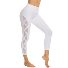 PRICES MAY VARY. 4 WAY STRETCH & SOFT FABRIC. High Waisted workout leggings is made of the recyclable. Super soft, naked feeling, sweat wicking, compression, butt lifting, squat-proof and anti cellulite. They're so breathable and comfortable, you won't want to take them off HIGH WAISTBAND CREATES SLIMMING EFFECT. High waisted design, lifts waistline and lengthens leg in shape. The high waistband is stretchy and supportive offering the perfect balance of support and comfort, has a good tummy cont High Waisted Leggings Workout, Perfect Leggings, White Capris, Yoga Pants With Pockets, Casual Wear Dress, Mesh Leggings, Compression Leggings, Capri Leggings, Workout Leggings