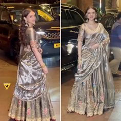 at Sharmin Segal's wedding reception (December 2023) Aditi Rao Hydari Wedding Looks, Aditi Rao Hydari Lehenga, Bridal Reception Saree, Simple Indian Outfits, Desi Casual, Wedding Jitters, Wedding Fits, Butter Masala