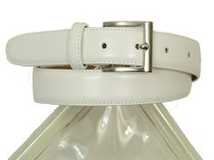 Paul Lawrence 2755 100% leather Boy's Belt - Shiny glazed leather - White, Silver Buckle Designer Boys, Formal Outfit