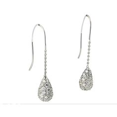 Pavé diamond teardrop earrings dangling on 18K white gold wire and chain. Hook backs for pierced ears. Diamond teardrops total an estimated 2.7 carats; clarity of the diamonds is SI.   Please see the measurements noted above in the description for best approximate dimensions Earrings Dangling, Gold Wire, Accessories Jewelry Earrings, Pierced Ears, Teardrop Earrings, Pave Diamonds, Diamond White, Ear Piercings, Antique Jewelry