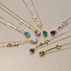 "Handmade Alexandrite Birthstone Necklace, Personalized June Birthstone Name Necklace, ❤When we receive a beautiful gift, we experience joy and surprise together, and we never forget that moment. It is just as happy to give a gift to a loved one as much as to receive a gift that comes on important days or unexpected moments. Now is the time to pamper your loved ones and yourself with these special necklaces. ❤The personalized handmade birth stone with sideways name necklaces are prepared with a Adjustable Birthstone Name Necklace For Anniversary, Handmade Birthstone Pendant Necklace For Anniversary, Adjustable Birthstone Necklace With Name For Anniversary, Adjustable Name Birthstone Necklace For Anniversary, Cubic Zirconia Necklace For May Birthstone Gift, Name Necklace For May Birthstone Gift, May Birthstone Name Necklace As Gift, May Birthstone Name Necklace For Birthday, Gift Name Necklace With Birthstone