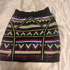 Cute Multi Colored Bebe Skirt, Black , Pink, White And Lime Green. Ikat Skirt, Zebra Print Mini Skirt, Layered Mini Skirt, Scalloped Skirt, Blue Mini Skirt, Peplum Skirt, Faux Leather Mini Skirt, Sequin Mini Skirts, Black Flare