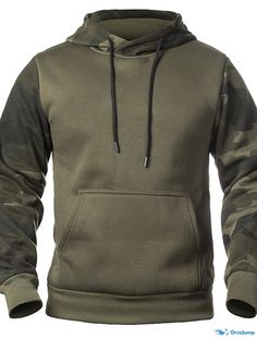 a green camo hoodie is shown on a white background