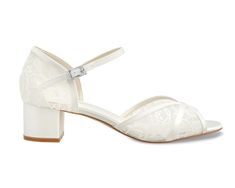 Last pair in stock UK 3 size (36) - special price in stock offer Beautiful and luxurious satin and Lace bridal shoe with satin covered block heel. This wedding shoe is the perfect accessory for your special day. and is available in ivory  with adjustable ankle strap with silver buckle encrusted with 4 crystals  soft foam inner lining for extra comfort Exclusive wedding sandal is produced from satin and lace, with a modern and trendy style. The lace is decorated with a romantic floral pattern on the front part and back as well. The mid-heel height and the fashionable block heel provide all-day comfort. Thanks to the leather insole, the gel padding and the sponge back this sandal is not only beautiful, but also very comfortable. The adjustable strap provides extra stability. We also recommen Lace Bridal Shoes, Bridal Shoe, Lace Sandals, Bridal Bolero, Bridal Sandals, Exclusive Wedding, Wedding Sandals, Womens Wedding Shoes, White Heels